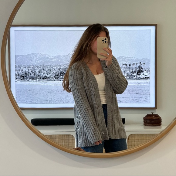 Chunky Oversized Gray Knit Cardigan - Picture 6 of 6